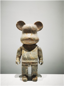 Grey Marble Gloomy Bear Stone Sculpture Marble Carving