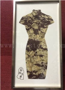 Red Marble Carved Handcraft Cheongsam Luxury Women's Gift