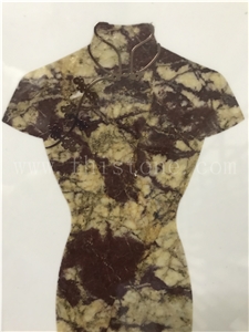 Red Marble Carved Handcraft Cheongsam Luxury Women's Gift