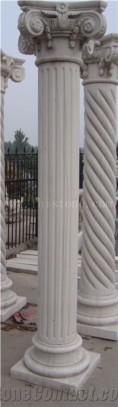 Sculptured Roman Carved Corinthian Columns Pillars Hollow