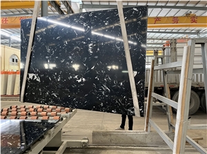 Black Color Artificial Marble Slabs With With Veins