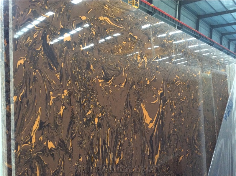 Coffee Color Artificial Marble Engineered Stone Slabs