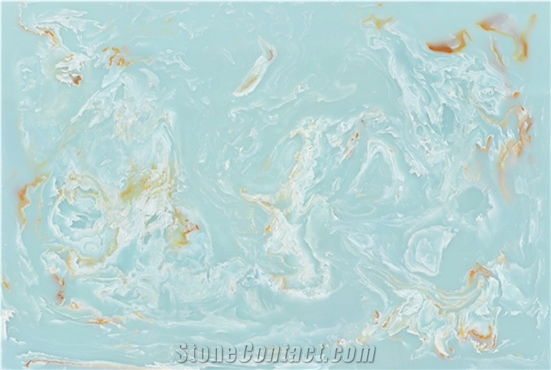 Green Color Artificial Onyx TV Background Wall