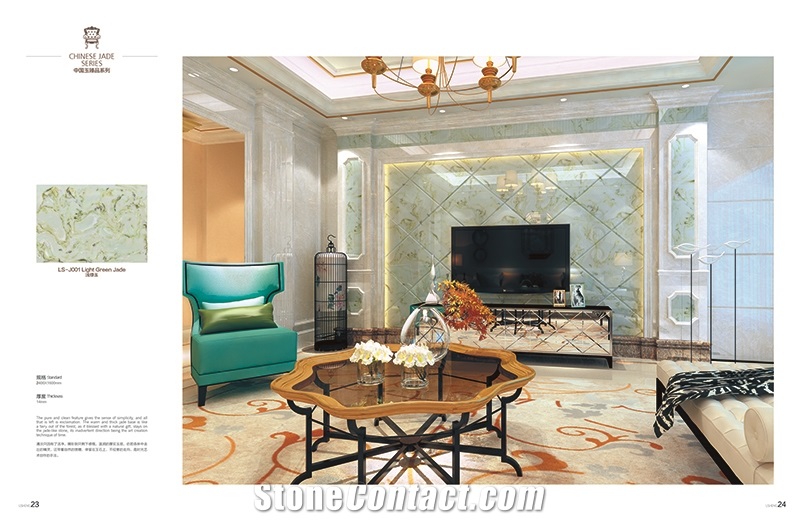 Green Color Artificial Onyx TV Background Wall