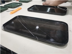 Nero Marquina Black Marble Jewelry Dishes Ashtray