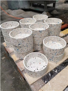 China Dark Grey Terrazzo Polish Large Slab   Wall Bathroom