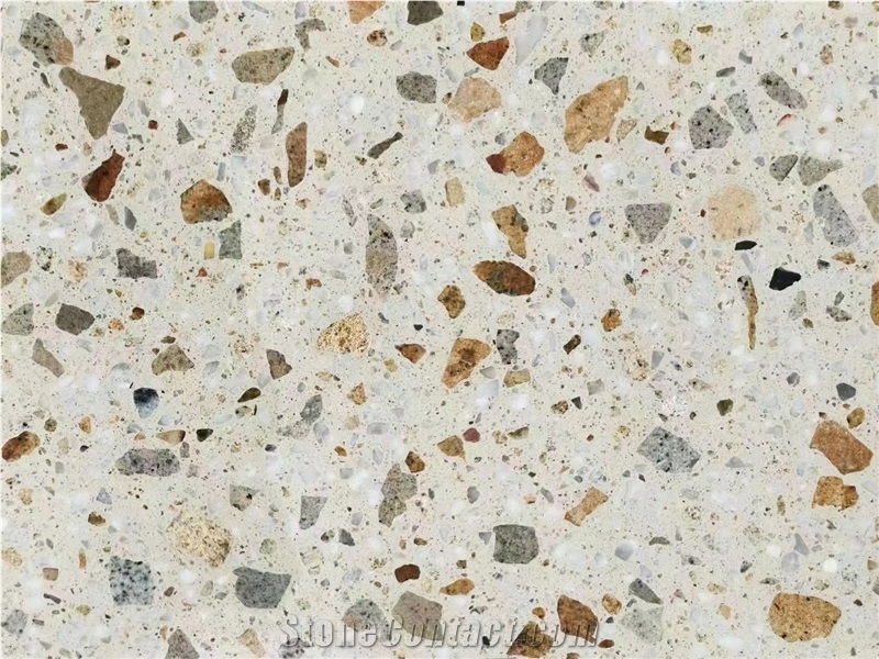 China Green Terrazzo Large Slab Polish Lobby Wall