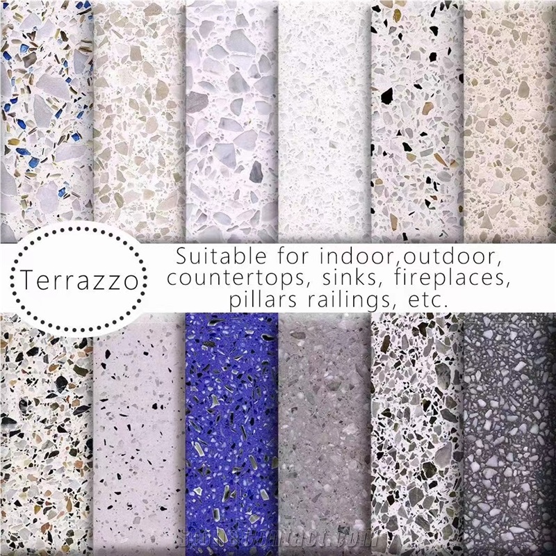 China Green Terrazzo Large Slab Polish Lobby Wall