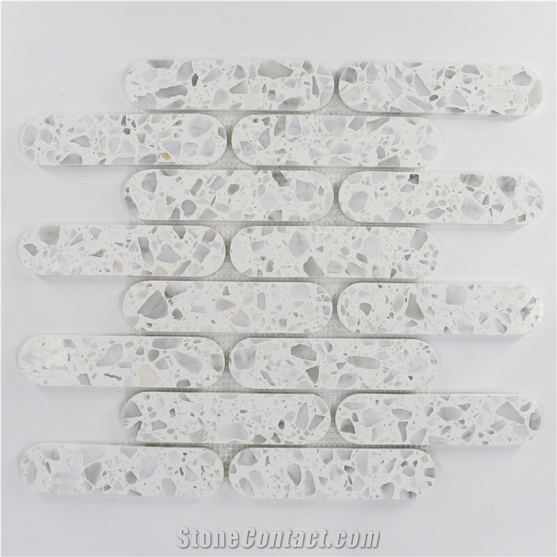 China White Terrazzo Mosaic Bathroom