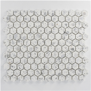 China White Terrazzo Mosaic Bathroom