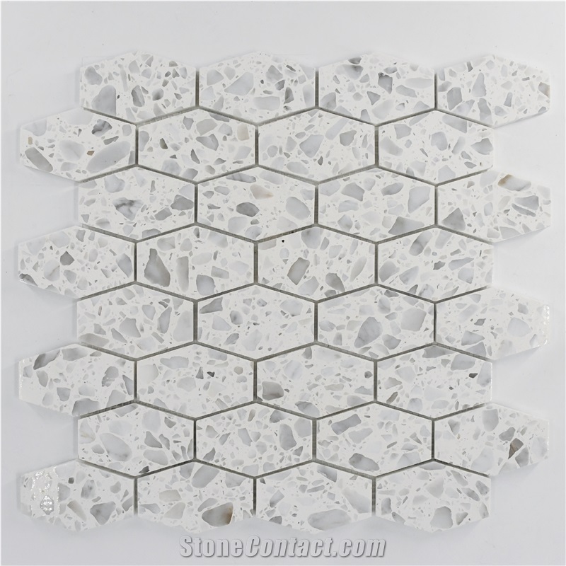 China White Terrazzo Mosaic Bathroom