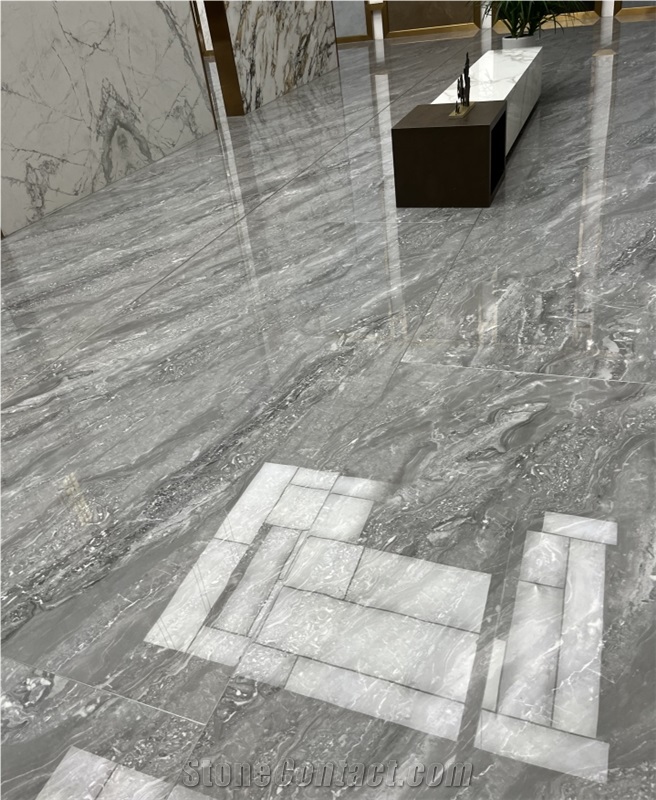 High Polish Grey Sintered Stone Floor Tiles