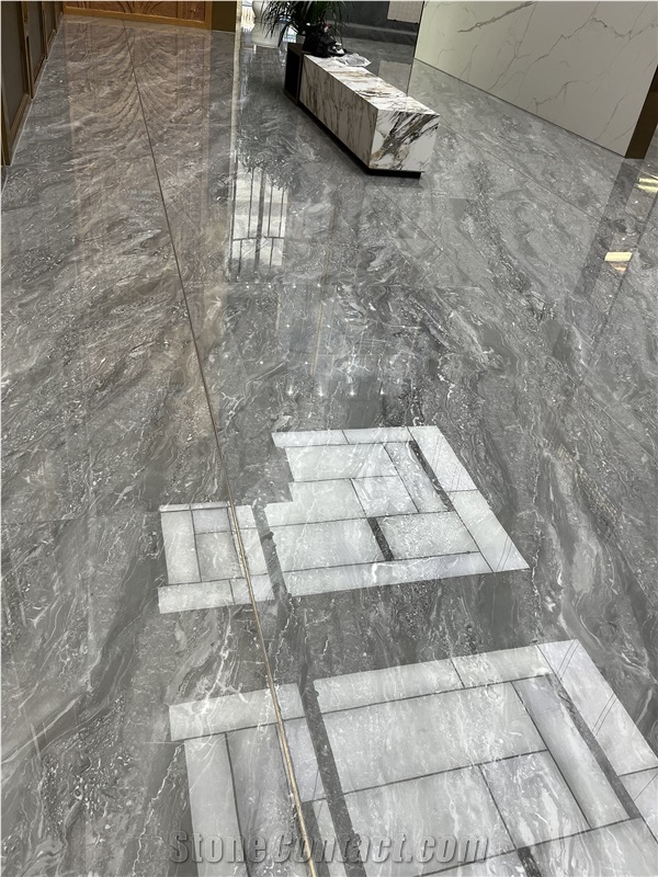 High Polish Grey Sintered Stone Floor Tiles