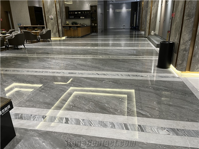High Polish Grey Sintered Stone Floor Tiles