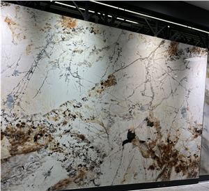 High Quality Luxury White Sintered Stone  Gold Line Wall