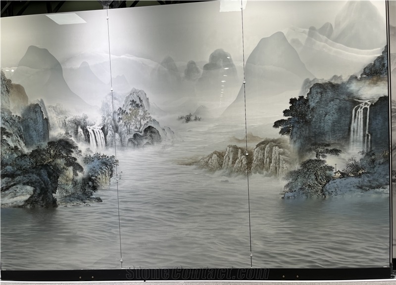 High Quality Luxury White Sintered Stone  Gold Line Wall