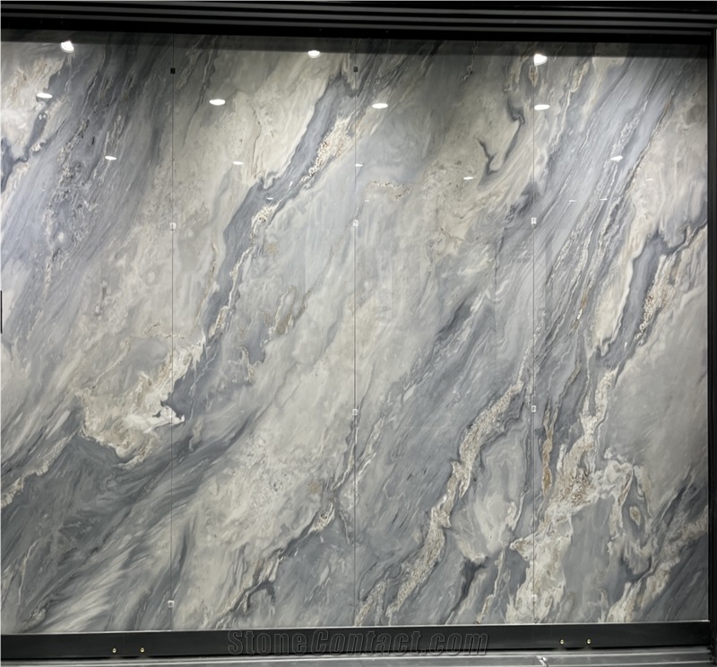 High Quality Luxury White Sintered Stone  Gold Line Wall