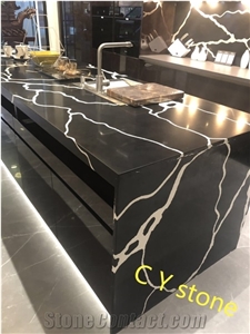 Artificial Quartz Black Kitchen Countertops, Worktops Artificial Quartz Black Kitchen Countertops, Worktops