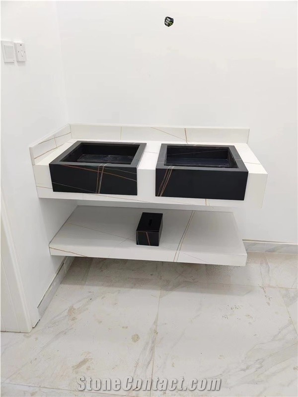 Artificial Stone Sintered Stone Bath Tops Calacatta White