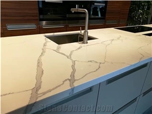 Calacatta White Quartz Stone For Kitchen Tops