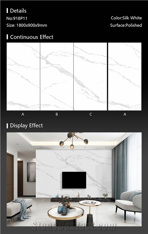 Chinese Top Quality Silk White Porcelain Slab For Wall Decor