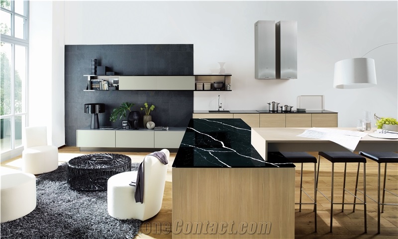 Quartz Stone Black Calacatta Slabs