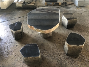 Black Basalt Garden Table Set And Chairs