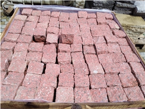 GRANITE RED CUBIC 9X9x9cm Cobble Stone