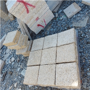 GRANITE YELLOW CHISELED 30X30x5cm Cobblestone, Pavers