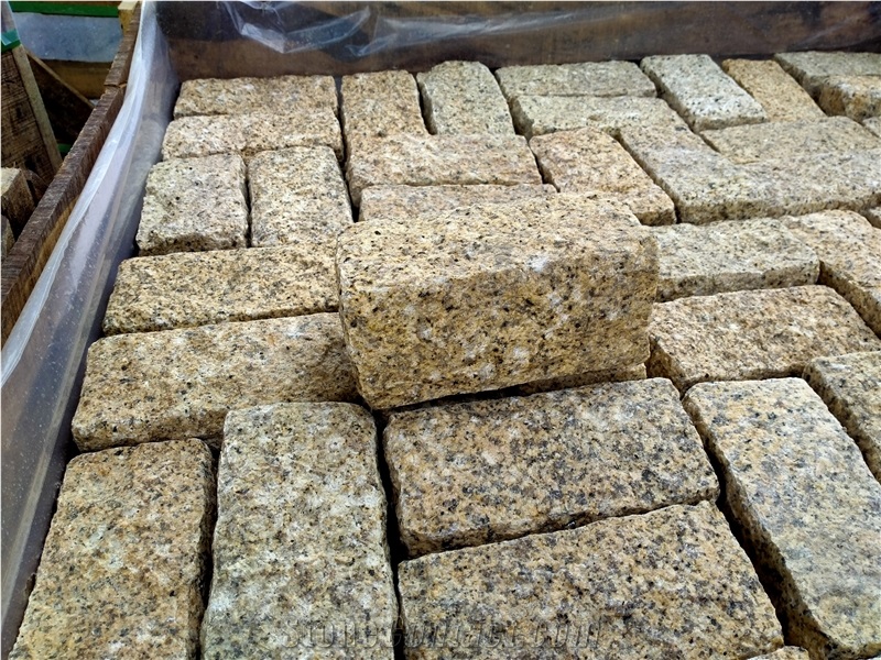 YELLOW BD CUBIC- Yellow Binh Dinh Granite Cobblestone, Pavers, Cubestone