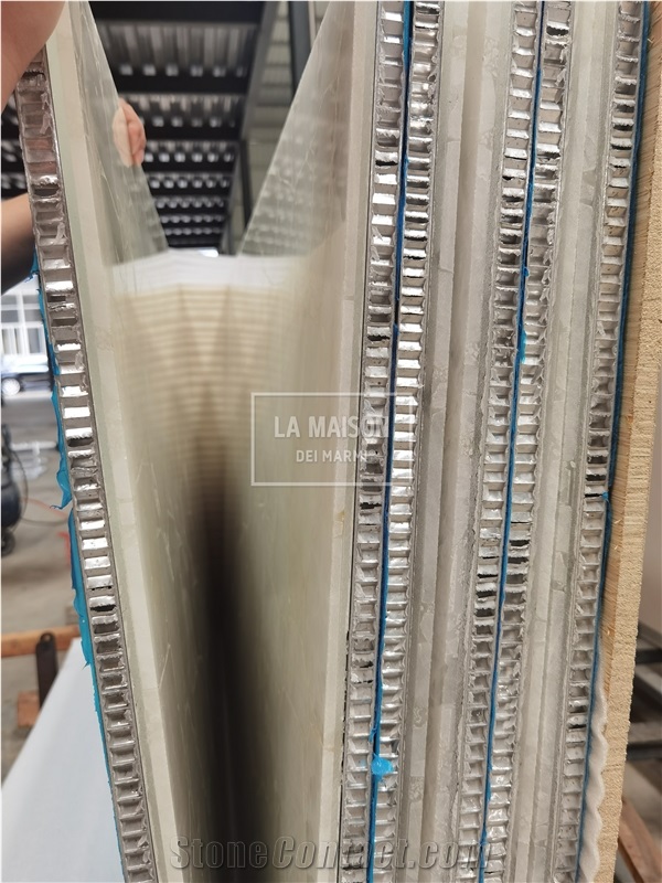 Crystal White Semiprecious Stone Composite Honeycomb Panels