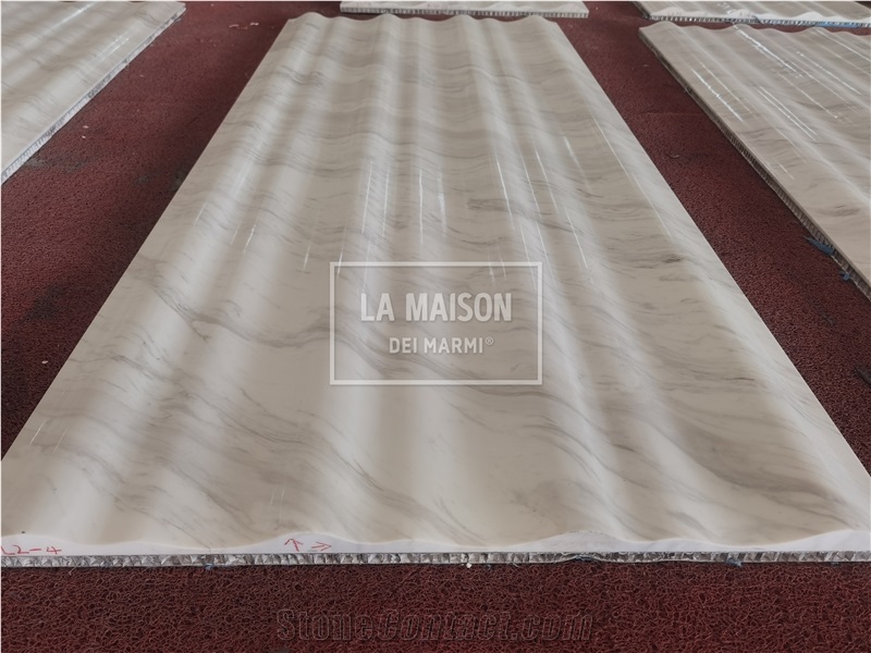 Volakas White 3D Carved Marble Composite Honeycomb  Panels