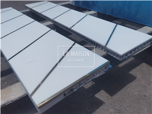 White Natural Marble Composite Honeycomb Inlay Brass Panels