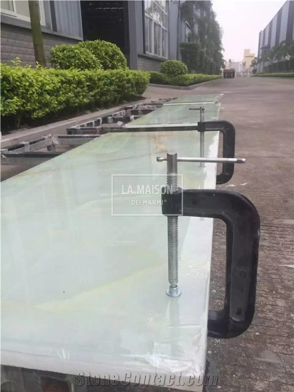 White Onyx Natural Laminated Composite Glass Panels