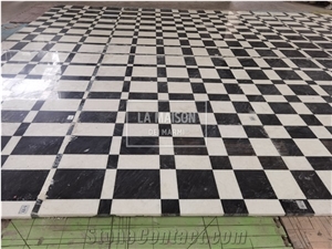 Black&White Natural Marble Interior Floor Waterjet Medallion