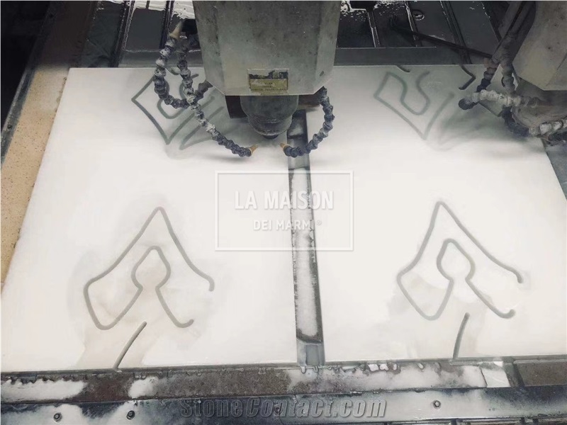 Calacatta Natural Marble Carved Cnc Jali Art Works For Wall