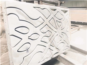 Calacatta Natural Marble Carved Cnc Jali Art Works For Wall