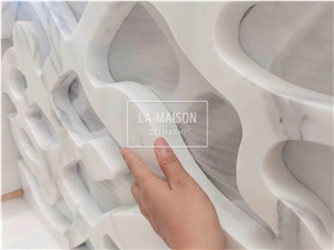 Calacatta Natural Marble Carved Cnc Jali Art Works For Wall