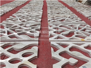 Calacatta Natural Marble Carved Cnc Jali Art Works For Wall