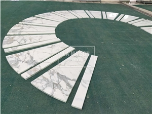 Calacatta Natural Marble Interior Spiral Staircase Steps And Riser