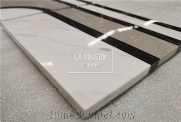 Calacatta White/Ariston Marble Waterjet Flooring Borders