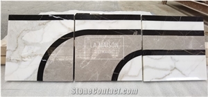 Calacatta White/Ariston Marble Waterjet Flooring Borders