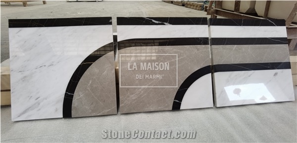 Calacatta White/Ariston Marble Waterjet Flooring Borders