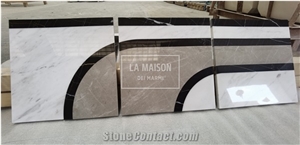 Calacatta White/Ariston Marble Waterjet Flooring Borders