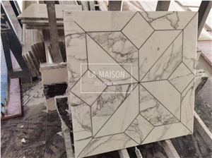 Calacatta White CNC Carving Wall Panel