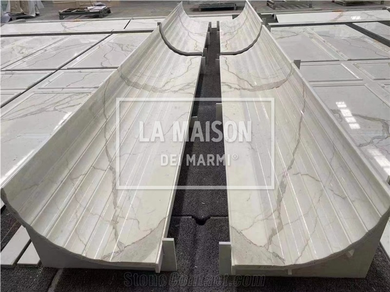 Calacatta White Natural Marble CNC Carved Column Panels