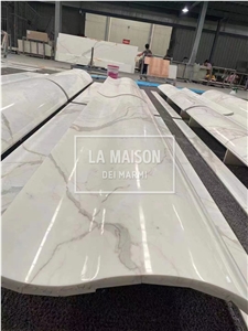 Calacatta White Natural Marble CNC Carved Column Panels