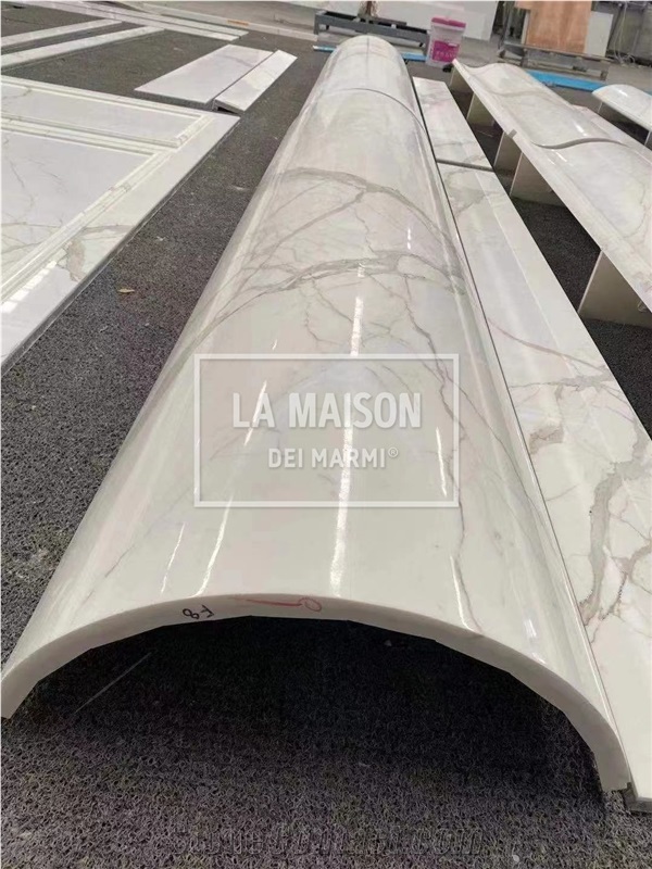 Calacatta White Natural Marble CNC Carved Column Panels
