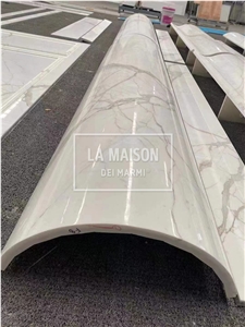 Calacatta White Natural Marble CNC Carved Column Panels
