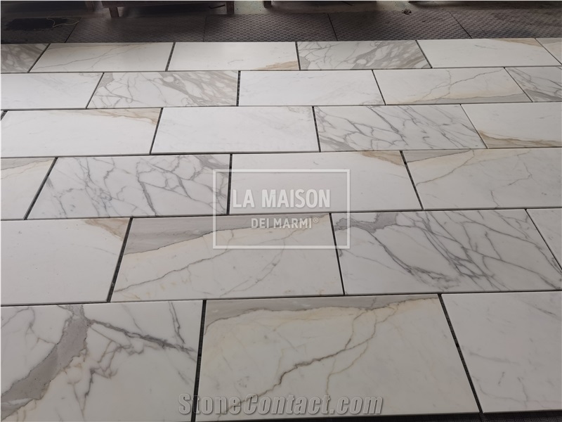 Calacatta White Natural Marble Polished Thin Tiles For Wall